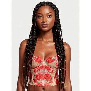 Victoria Secret Dream Angels Unlined Corset Top Red Lace Roses 32B  Embroidery